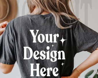 Comfort Colors 1717 Pepper Shirt - Back of Shirt Mockup- Pepper Colored Shirt- Model Mockup- Back Mockup - Model Mock up Tee