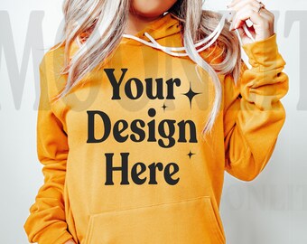 Bluza z kapturem Bella Canvas 3719 w kolorze złotym (do pobrania cyfrowego)