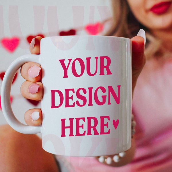 Valentines Day Mockup - 11oz Coffee Mug Mockup - Mug Mockup - Model Mockup