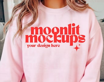 Comfort Colors 18000 Gildan Sweatshirt Soft Pink Mockup - Boho Mockup - Simple Mockup