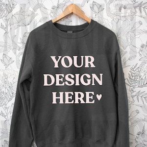 Gildan 18000 Sweatshirt Mockup - Charcoal Hanging Mockup - Charcoal Mockup - Heavy Blend Sweatshirt - Hanging Mock