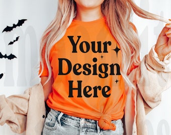 Bella Canvas 3001 T-Shirt Mockup: Burnt Orange Fall Mockup