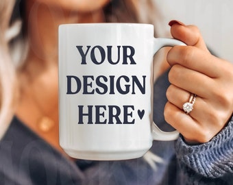 Mug Mockup - 15oz Coffee Mug Mockup - Mug Mockup - Model Mockup - Cozy Mug Mockup