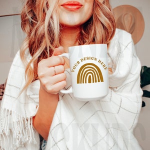 May include: White ceramic mug with a gold rainbow design and the text "Your Design Here".
