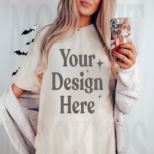 Comfort Colors 1717 Elfenbein Shirt Mockup - Oversized Mockup - Elfenbein Hemd - Ivory Comfort Color Shirt Mock - Herbst Mock up - Halloween Mockup