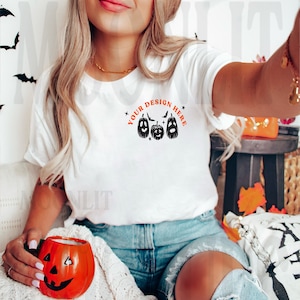 Bella Canvas 3001 Tshirt Mockup- Bella Canvas Shirt- White Shirt Mockup - Spooky Mockup - Fall Mockup - Halloween Mockup