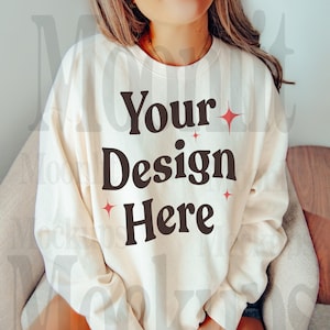 Comfort Colors 1466 Ivory Mockup - Comfort Colors Sweatshirt Mockup - Ivory  Sweatshirt Mockup - 1466 Mockup