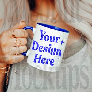 Blue Mug Mockup - Blue Accent Mug Mockup - 11oz Coffee Mug Mockup - Mug Mockup - Blue Mockup - Cozy Mug Mockup - Accent Mug Mockup Mockup