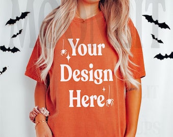 Maquete de camisa Comfort Colors 1717 Yam: Maquete grande de outono para Halloween