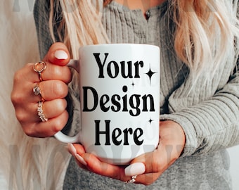 Mug Mockup - 15oz Coffee Mug Mockup - Smart Object Mug Mockup - PSD Mug Mockup - Cozy Mug Mockup - Boho Mug Mockup