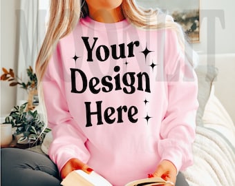 Gildan 18000 Light Pink Sweatshirt Mockup (Digital Download)