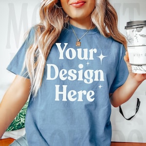 Comfort Colors 1717 Blue Jean Mockup- Christmas Mockup - Blue Jean  Mockup- Moonlit Mockups - Shirt Mockup- Comfort Color Mockup