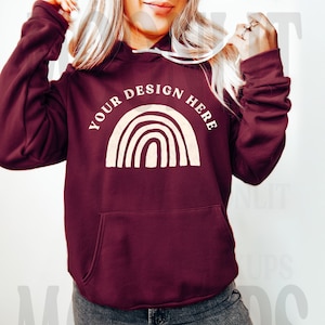 Bella & Canvas 3719 Hoodie Mockup - Bella Canvas Hoodie Mockup - Maroon Hoodie Mockup - 3719 Mockup