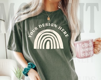 Maqueta de camiseta Comfort Colors 1717 Moss - Camiseta extragrande (Descarga digital)
