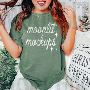 Comfort Colors 1717 Moss Shirt - Model Mockup- Moss Shirt Mockup - Christmas Mockup - Moss Mockup