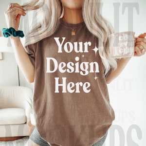 Comfort Colors 1717 Espresso Shirt Mockup - Model Mockup (Digital Download)