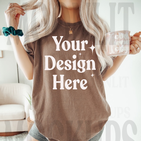 Comfort Colors 1717 Espresso Shirt - CC Mockup - C1717 Mockup - Model Mockup - Espresso Shirt Mockup - Oversized Mockup - Espresso Mockup