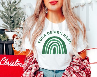 Bella Canvas 3001 T-shirt bianca modello - Vacanze di Natale (file digitale)