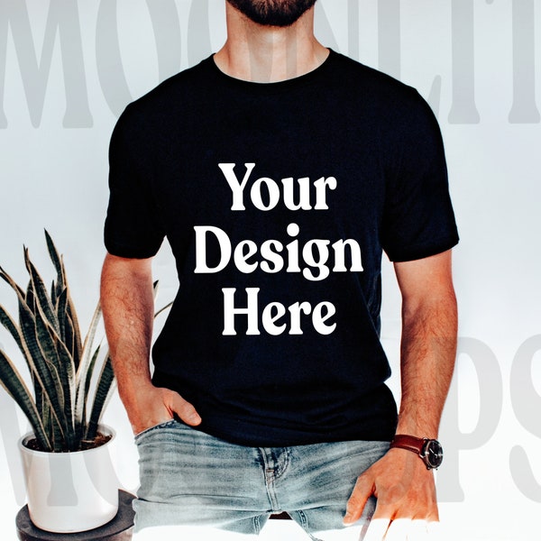 Bella & Canvas 3001 TShirt Mockup - Bella Canvas Shirt - Black T-shirt Mockup - Shirt Mockup - Studio Mockup - Male Mockup - Mens Mockup