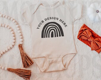 Natural Onesie Mockup - Rabbit Skins 4400 Ivory Flat Lay (Digital Download)