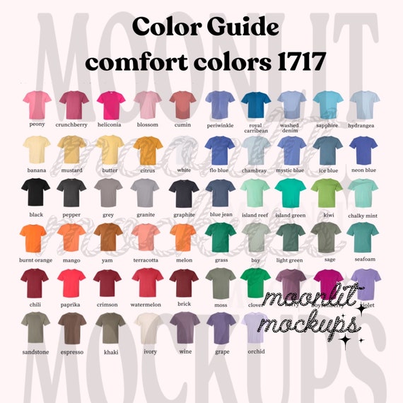 Comfort Colors 1717 Color Chart Mockup: Editable Canva Template