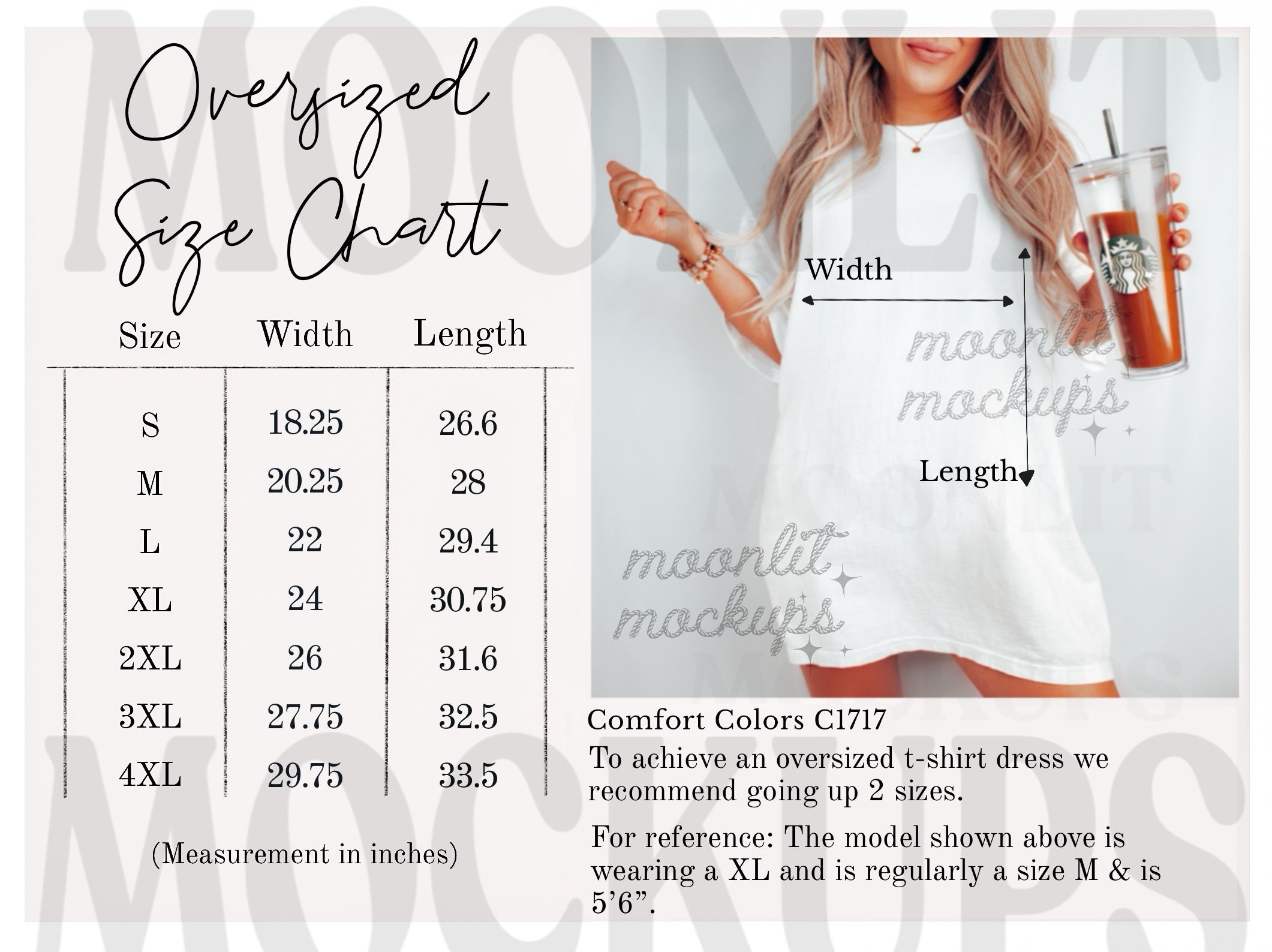 Tomページ Comfort Colors 1717 Size Chart Mockup (digital Download) - Etsy