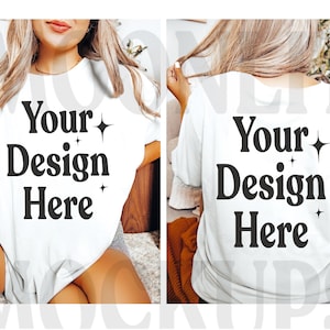 Bella & Canvas 3001 TShirt Mockup - Bella Canvas 3001 Shirt - White Shirt Mock-up - Oversized Mockup- Front and Back Shirt Mockup