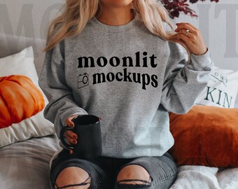 Gildan 18000 Sport Grey Sweatshirt Mockup: Heavy Blend (Digital Download)