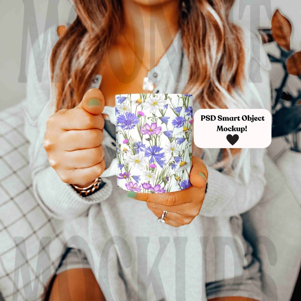 Mug Mockup - 11oz Coffee Mug Mockup - Mug Mockup - Model Mockup - Cozy Mug Mockup - Boho Mug Mockup - Smart Object Mockup - PSD Mockup