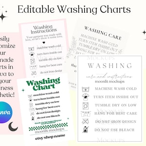 Gráfico de instrucciones de lavado editable - Plantilla de lavado - Gráfico Bella Canvas - Gráfico Gildan - Gráfico de lavado Canva - Gráficos Canva