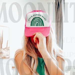 OTTO Cap Mockup - Trucker Baseball Caps Mockup - OTTO Cap 39-169 Mockup - Printify Mockup - Pink Otto Cap Mockup - Mesh Cap Mockup