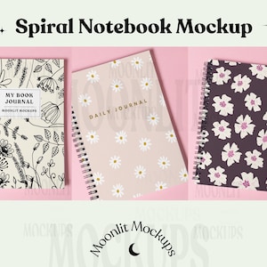 AOP Notebook Mockup - Smart Object Mockup - PSD  Mockup - POD Mockup - Spiral Notebook Mockup
