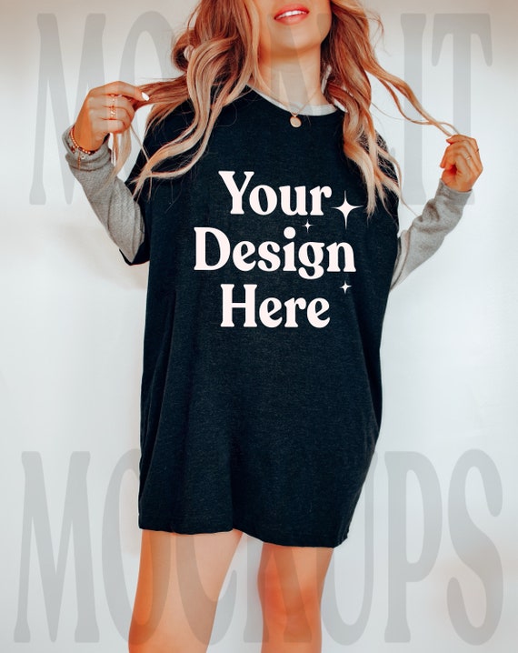 Bella Canvas 3001 TShirt Mockup Bella Canvas 3001 Shirt Black Heather  Shirt Mockup Oversized Mockup Bella Canvas Mockup