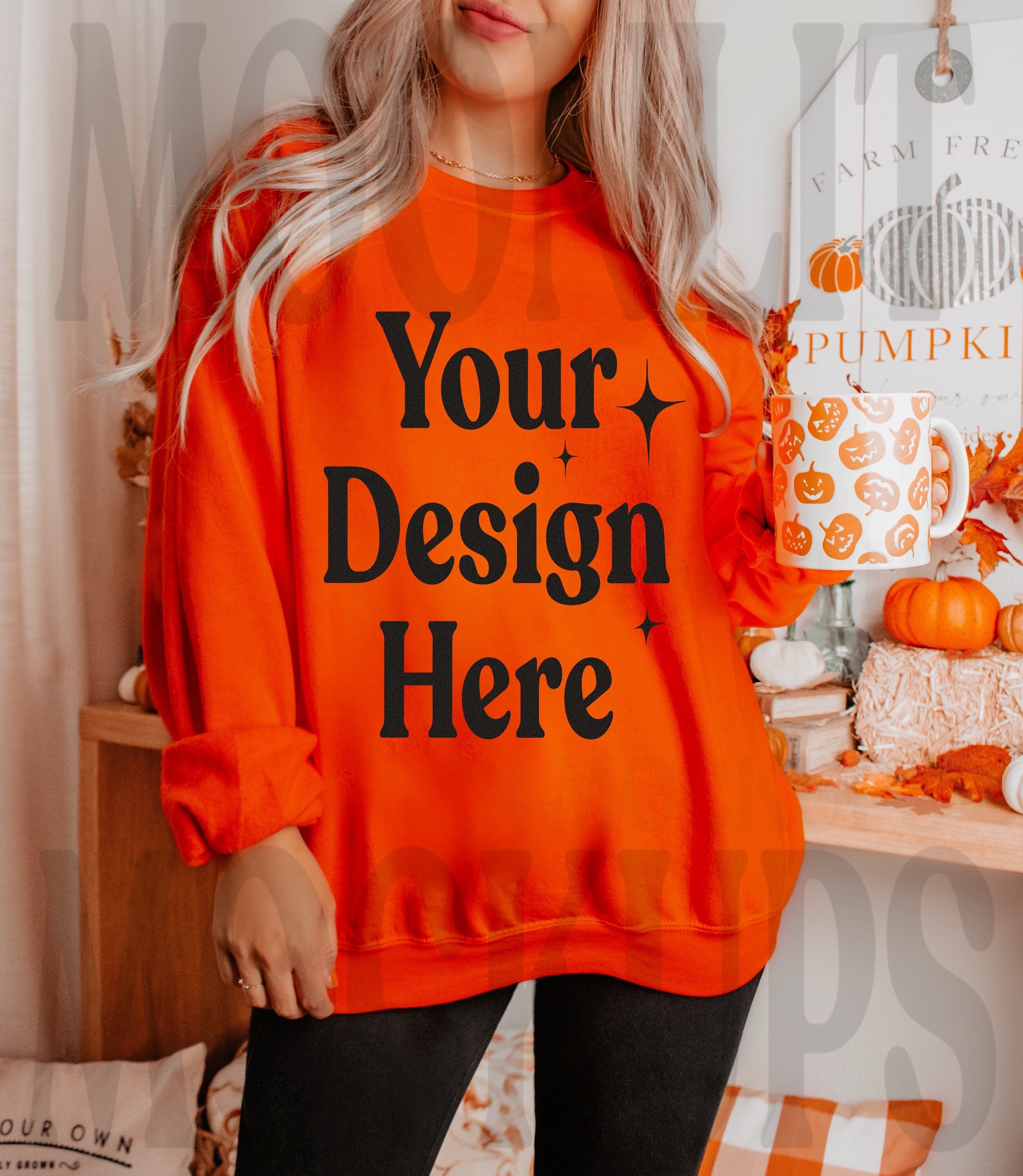 売れ筋商品|||クローズド パーカー・スウェットシャツ レディース アウター Sweatshirt - pumpkin orange OCSTRADE Women's Orange HELLO PUMPKIN Letter Graphic Corded