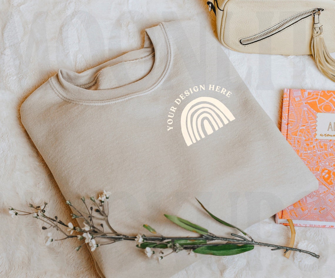 Gildan 18000 Sweatshirt Mockup Sand Colored Bundle Digital - Etsy