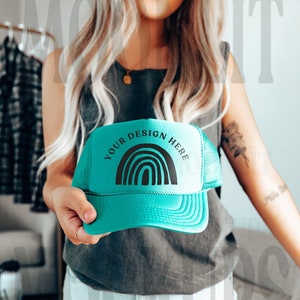 OTTO Cap Mockup - Trucker Baseball Caps Mockup - Jade OTTO Cap 39-169 Mockup - Printify Mockup - Jade Otto Cap Mockup - Mesh Hat Mockup