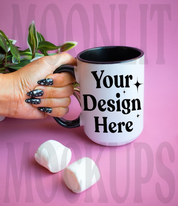 15oz Black Handle Mug Mockup: Cozy Coffee Mug (Digital Download)
