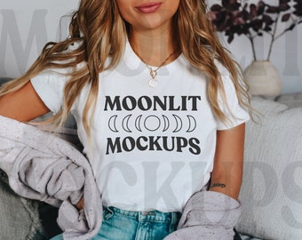 Bella & Canvas 3001 TShirt Mockup - Bella Canvas Shirt - White Color - Unisex T-Shirt - Tee Mockup - Model Mockup