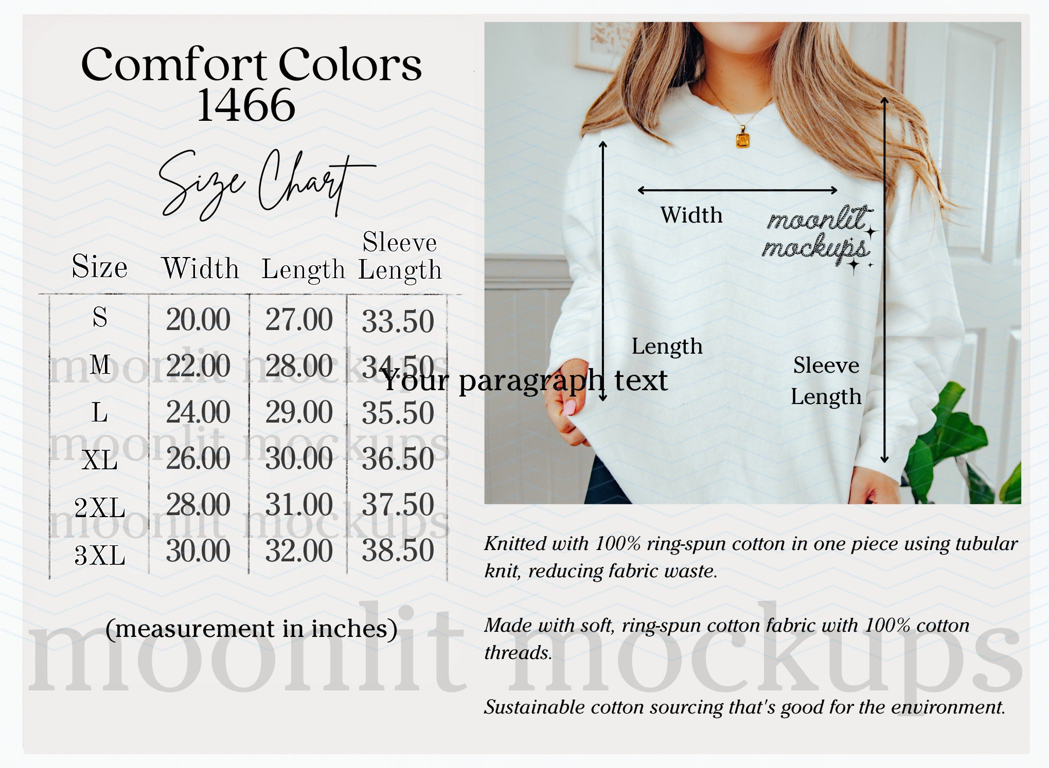 Comfort Colors 1466 Size Chart Template (digital Download) - Etsy