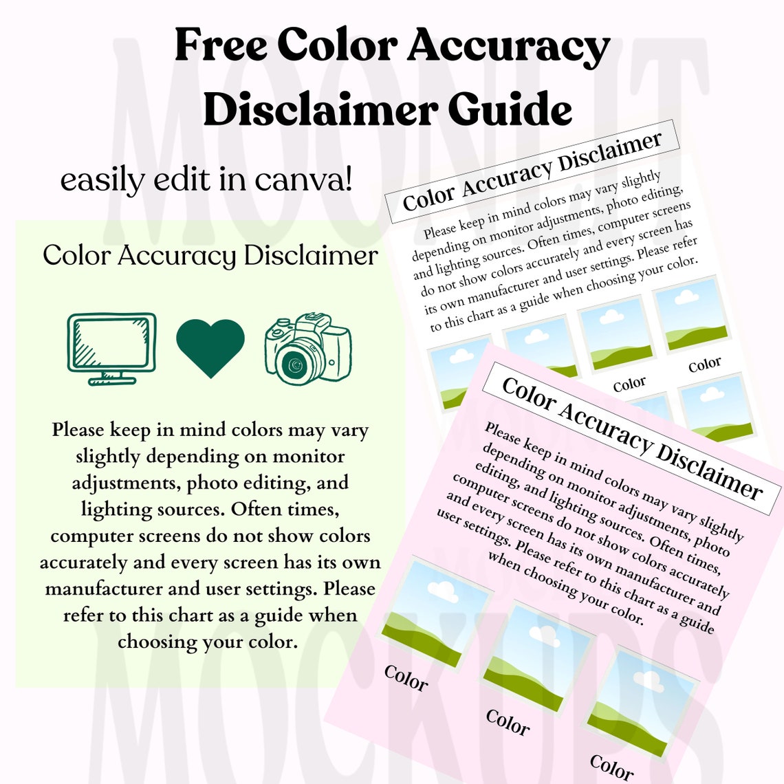 Free Listing - Color Accuracy Disclaimer Chart - Free Shop Guide - Etsy