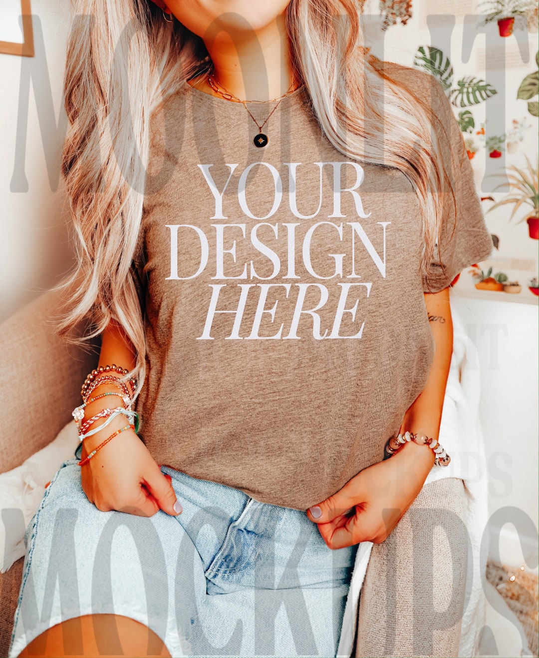 Bella & Canvas 3001 Heather Tan Mockup - Bella Canvas 3001 Tan Mockup ...