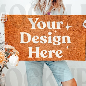 Doormat Mockup - POD Doormat Mockup - Coir Mat Mockup - Christmas Doormat Mockup