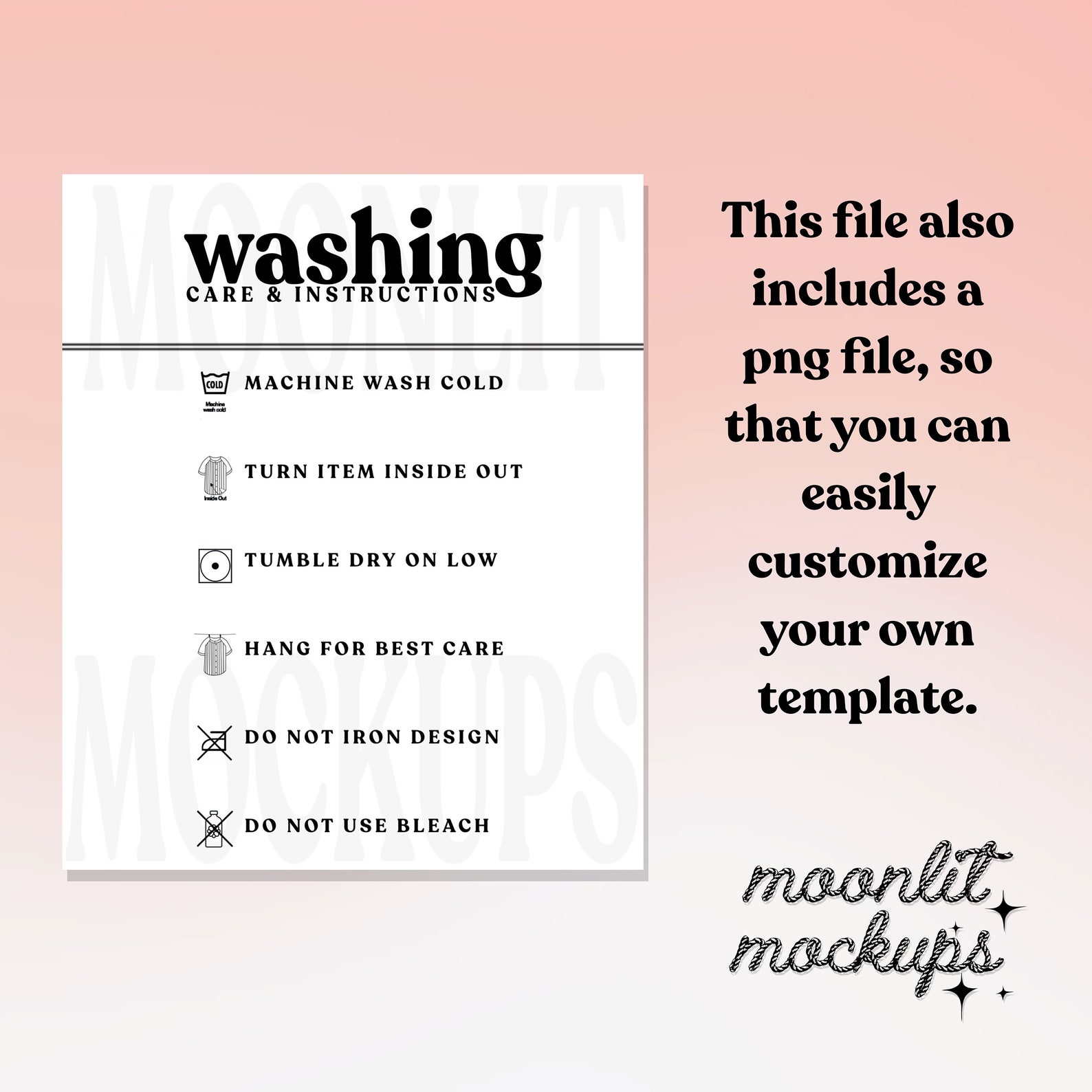 Washing Instructions Chart Washing Template Bella Canvas - Etsy