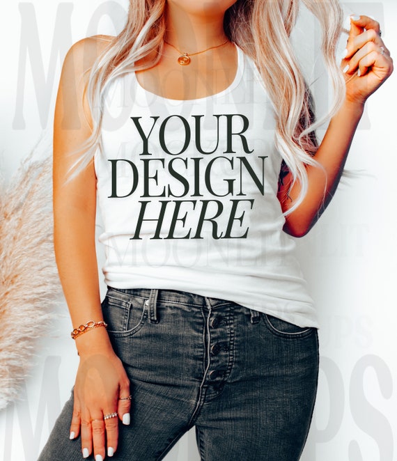 ホワイト レーサーバック タンクトップ モックアップ - Next Level