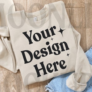 Gildan 18000 Sand Mockup - Sweatshirt Mockup- Gildan 18000 Mockup- Bundle Mockup- 18000 Mockup - Moonlit Mockups- Flatlay Mockup