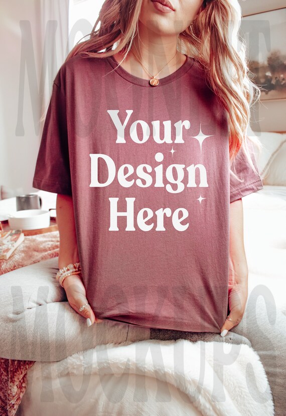 Bella Canvas 3001 T-Shirt Mockup: Heather Mauve Oversized Shirt (Digital Download)