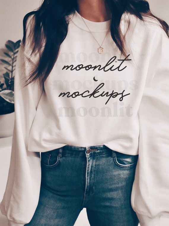 Gildan 18000 White Sweatshirt Mockup - Heavy Blend (Digital Download)