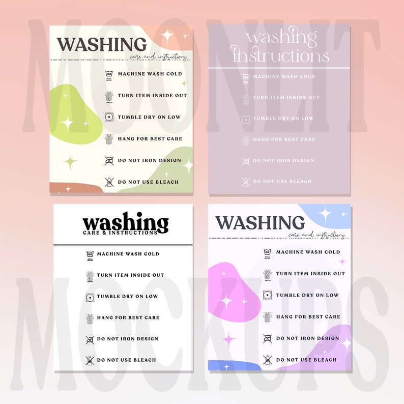Washing Instructions Chart Washing Template Bella Canvas Etsy