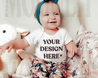 Baby White Onesie Mockup - Rabbit Skins 4400 (Digital Download)