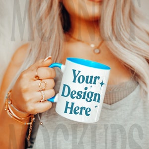 Cambridge Blue Mug Mockup  - 11oz Coffee Mug Mockup - Mug Mockup - Blue Mockup - Cozy Mug Mockup - Accent Mug Mockup Mockup